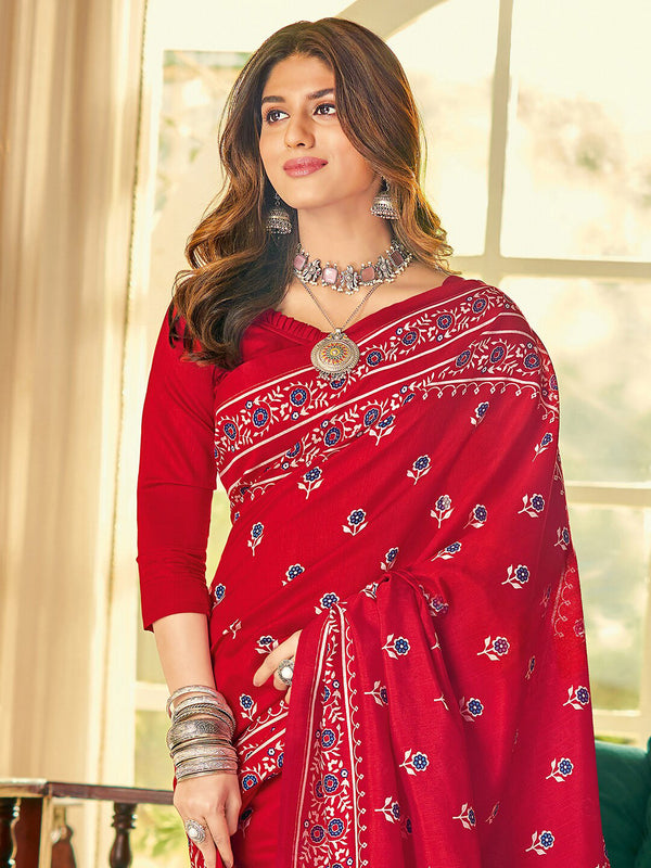 Kalini Floral Printed Dabu Saree - Distacart