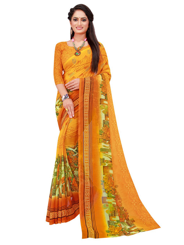 Kalini Pack of 2 Navy Blue & Yellow Pure Georgette Sarees - Distacart