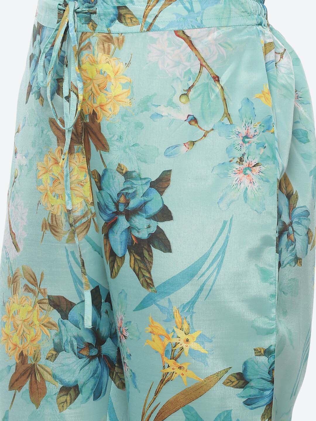 Biba Women Sea Green & Yellow Kurta with Trousers & Dupatta - Distacart