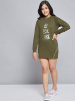 Thumbnail for Lyush Olive Terry ADVENTURE Sweat Dress For Girls - Distacart