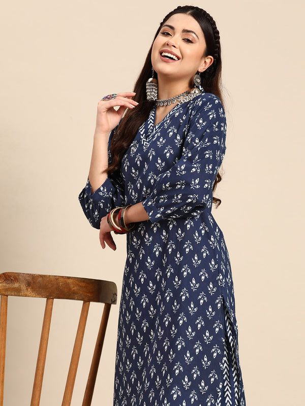 Sangria Floral Printed Regular Pure Cotton Kurta with Salwar - Distacart