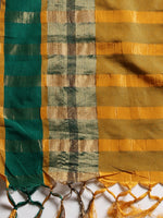 Thumbnail for Saree Mall Mustard Yellow & Green Solid Saree - Distacart