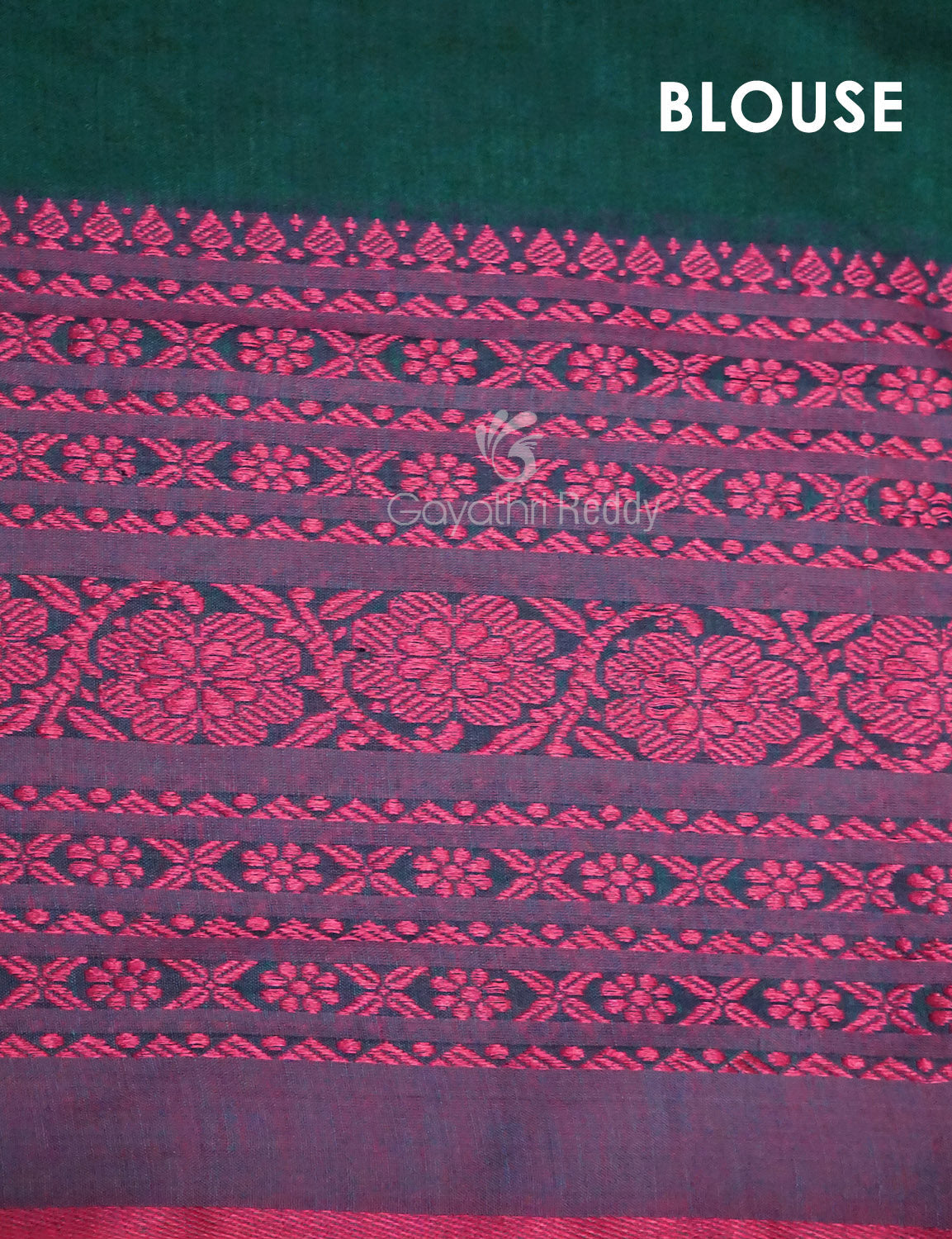 Bottle Green And Pink Colour Contrast Thread Border Khadi Cotton Saree By Gayathri Reddy Designer Studio - Distacart