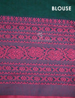 Thumbnail for Bottle Green And Pink Colour Contrast Thread Border Khadi Cotton Saree By Gayathri Reddy Designer Studio - Distacart
