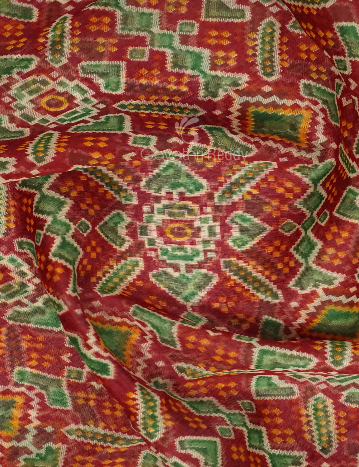 Shades of Maroon Colour Patola Design Semi Chanderi Saree By Gayathri Reddy Designer Studio - Distacart