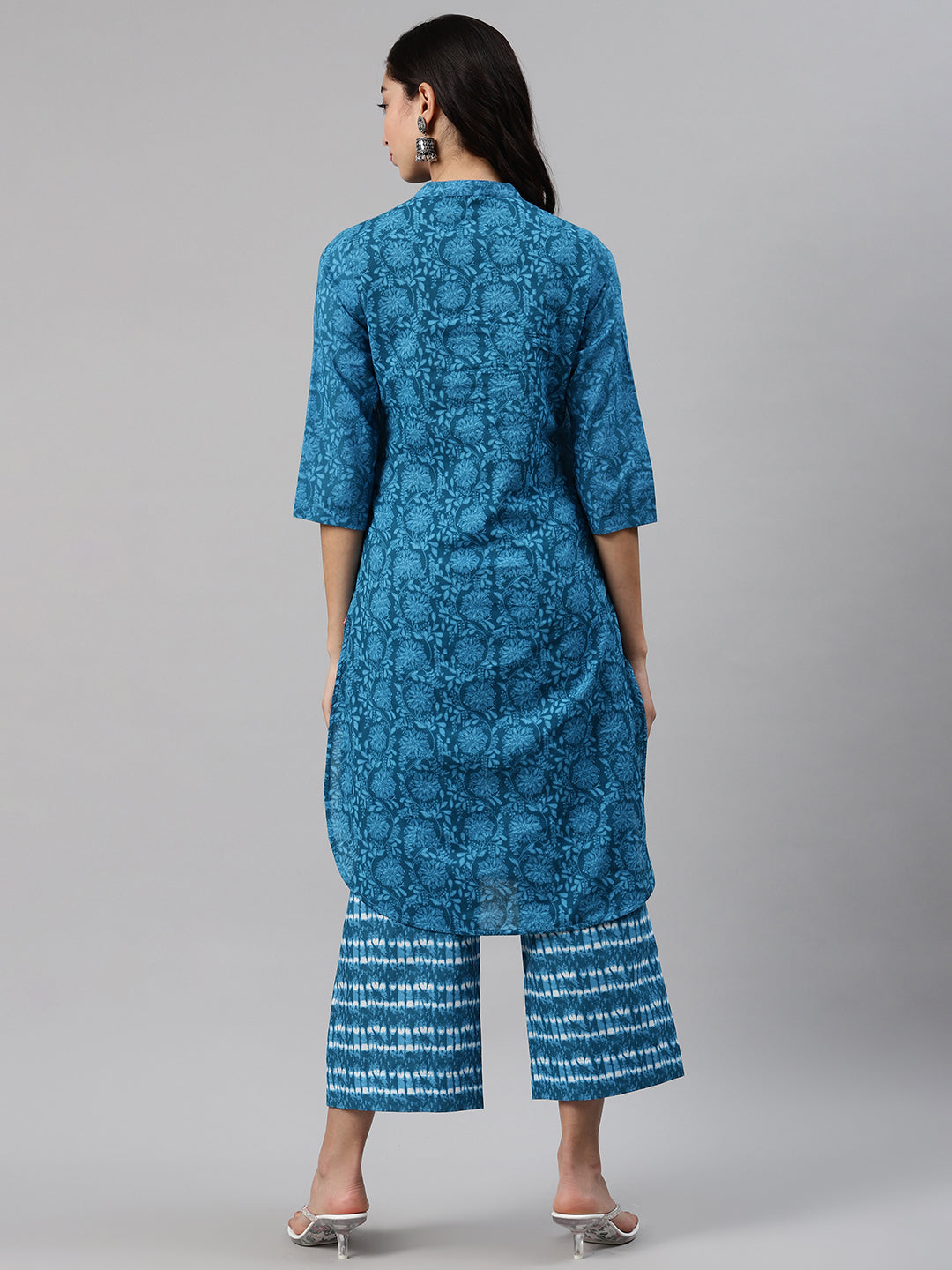 Biba Women Blue Printed Kurta with Palazzos - Distacart