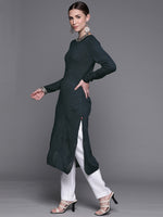 Thumbnail for Biba Women Navy Blue Shimmer All-over Kurta - Distacart