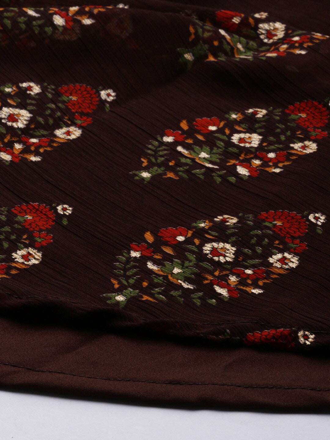 Souchii Women Brown & Red Floral Printed Block Print Kurta - Distacart