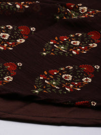 Thumbnail for Souchii Women Brown & Red Floral Printed Block Print Kurta - Distacart