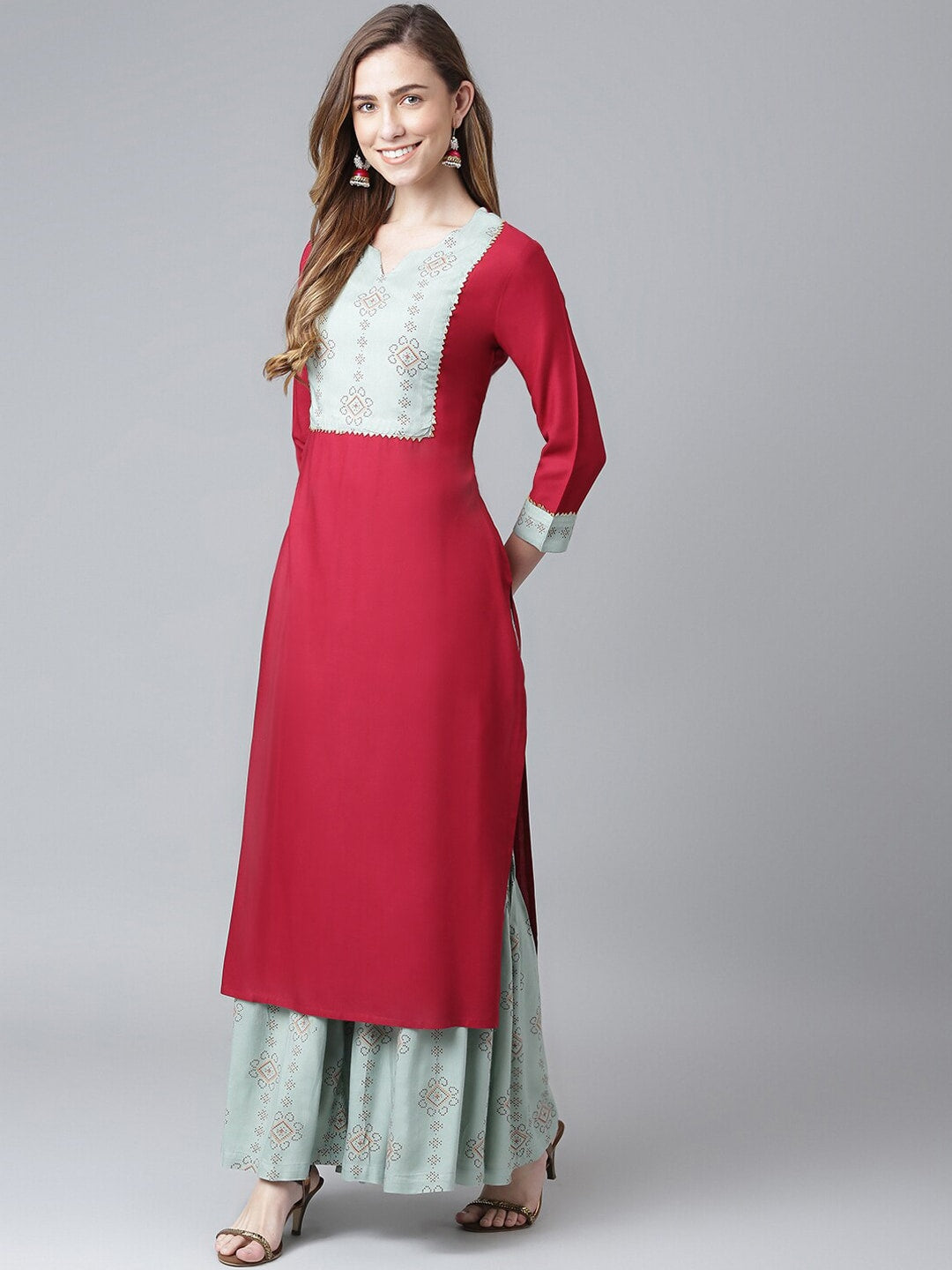 Khushal K Women Ethnic Motifs Yoke Design Kurta with Sharara - Distacart