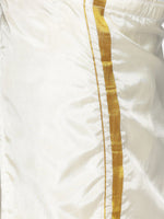 Thumbnail for Sethukrishna Boys Grey & White Pure Cotton Shirt With Veshti Set - Distacart