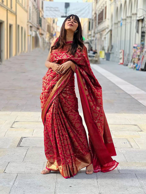 Kalini Ethnic Motifs Woven Design Zari Saree - Distacart