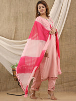 Thumbnail for Kalini Women Peach-Coloured Embroidered Thread Work Kurti with Trousers & With Dupatta - Distacart
