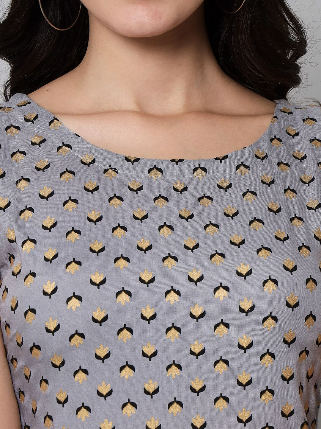 Kalini Women Grey Geometric Printed Kurta - Distacart