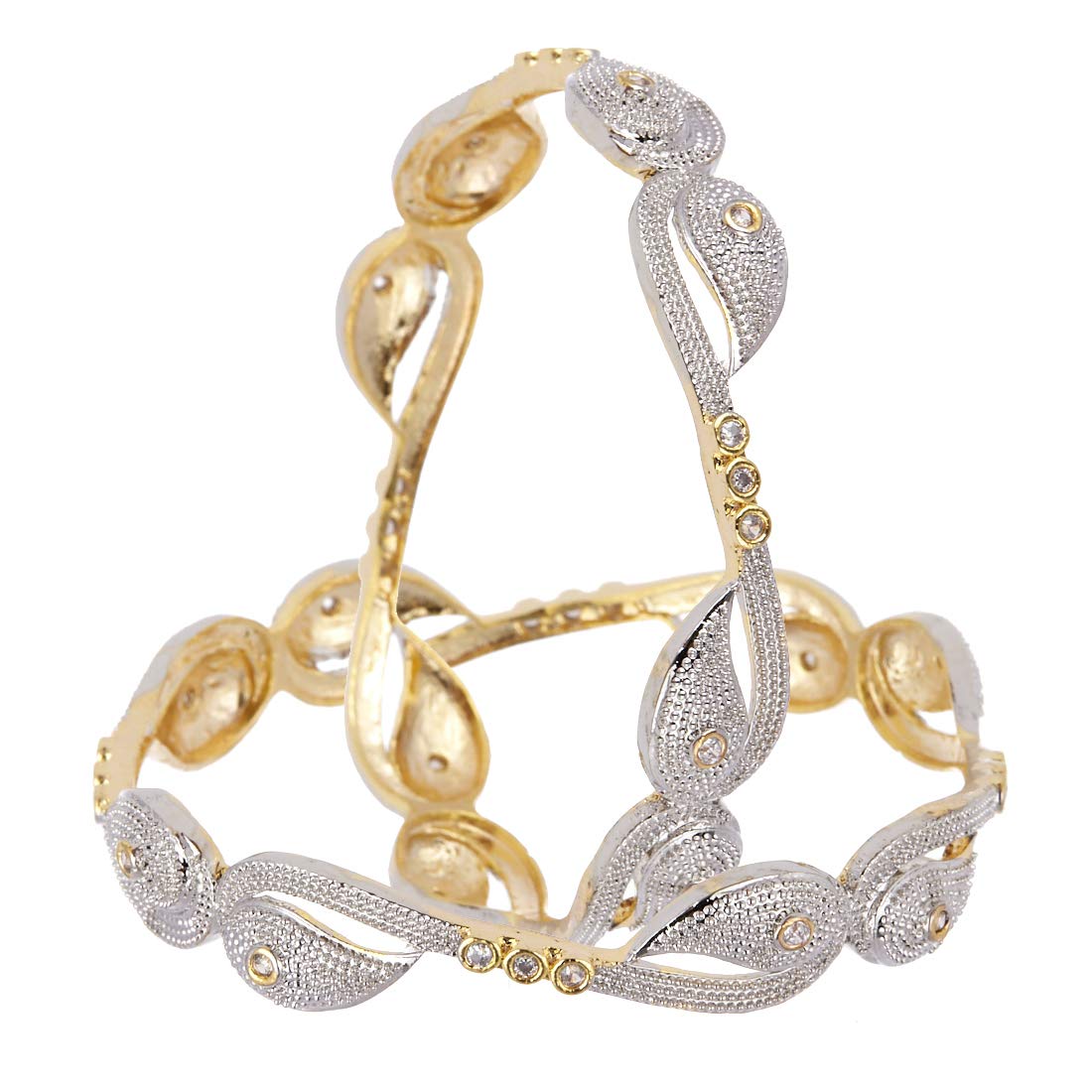 Gold-Plated Alloy Heart Shape American Diamond Studded Bangle Set - The Pari - Distacart