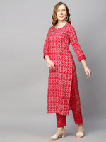 Thumbnail for Kalini Women Pink Ethnic Motifs Printed Kurta with Trousers - Distacart