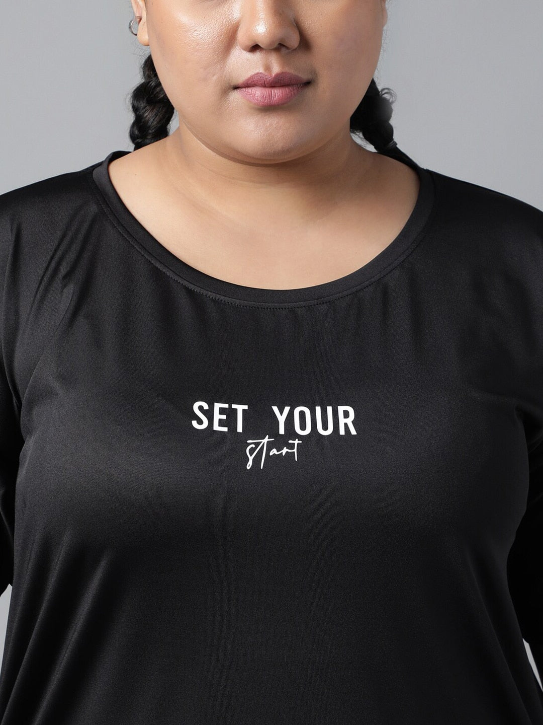 MKH Typography Printed Plus Size Drop Shoulder Sleeves Relaxed Fit Dri-FIT Sports T-shirt - Distacart