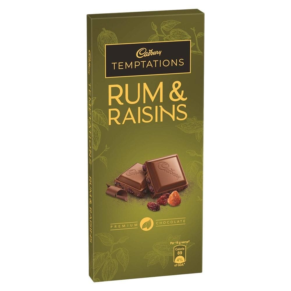 Cadbury Temptation Rum and Raisin Chocolate, 72 g