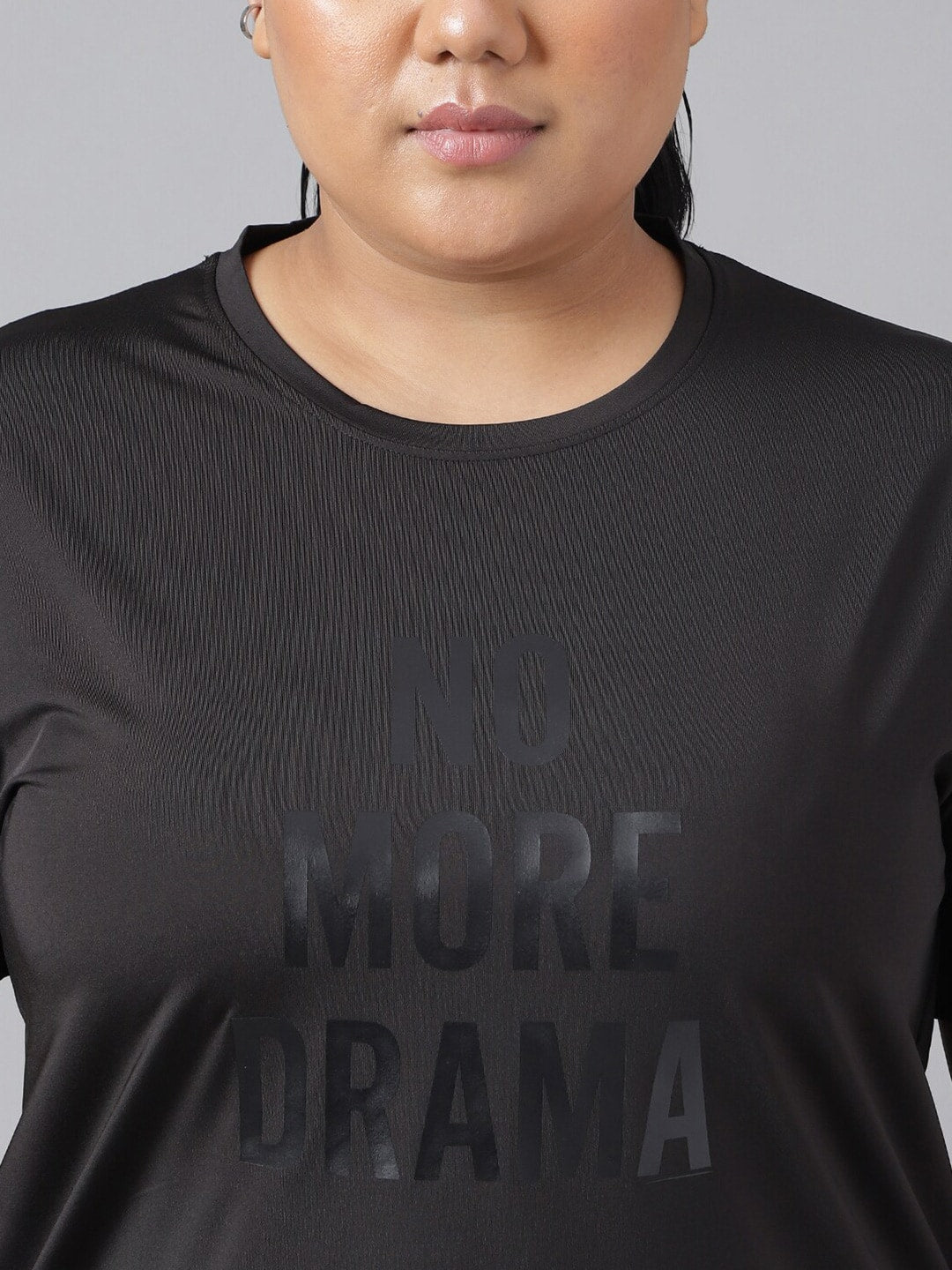 MKH Plus Size Typography Printed Dri-FIT Relaxed Fit Drop-Shoulder Sleeves Gym T-shirt - Distacart