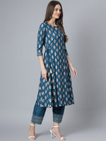Thumbnail for Khushal K Ethnic Motifs Printed Keyhole Neck Kurta with Palazzos & Dupatta - Distacart
