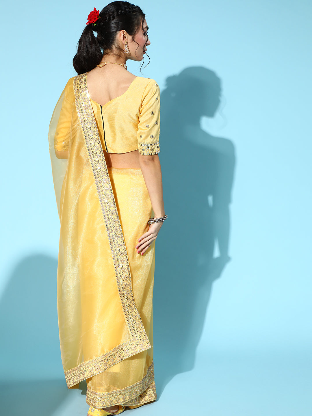 Saree Mall Solid Saree with Woven Design Border - Distacart