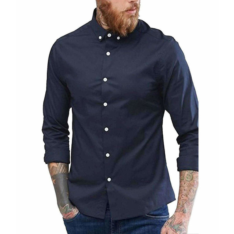 Men&#39;s Contrast Button Slim Fit Formal Shirt - Distacart