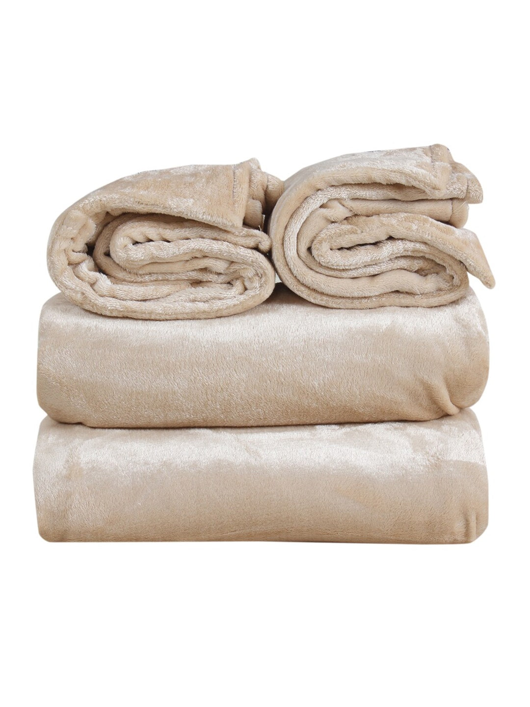 Nendle Beige Woollen 400 TC King Bedsheet with 2 Pillow Covers - Distacart