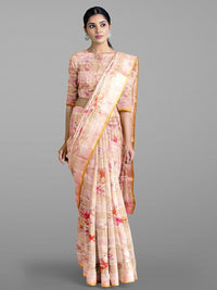 Thumbnail for Kalamandir Floral Printed Zari Jute Cotton Saree - Distacart