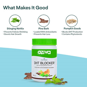 OZiva Plant Based DHT Blocker With Stinging Nettle Extract
