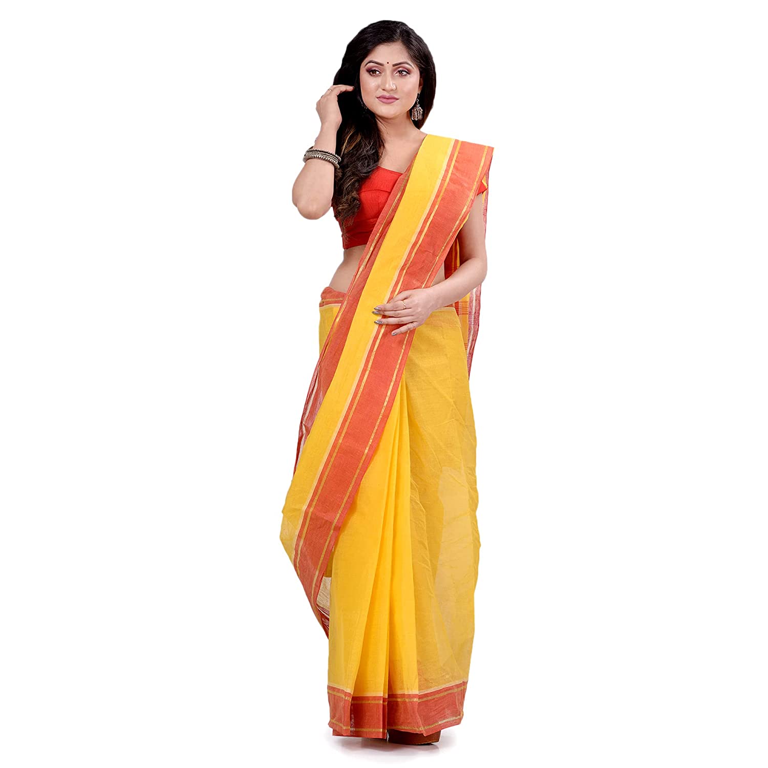 Desh Bidesh Women's Bengal Tant Aradhana Pure Handloom Cotton Saree - Distacart