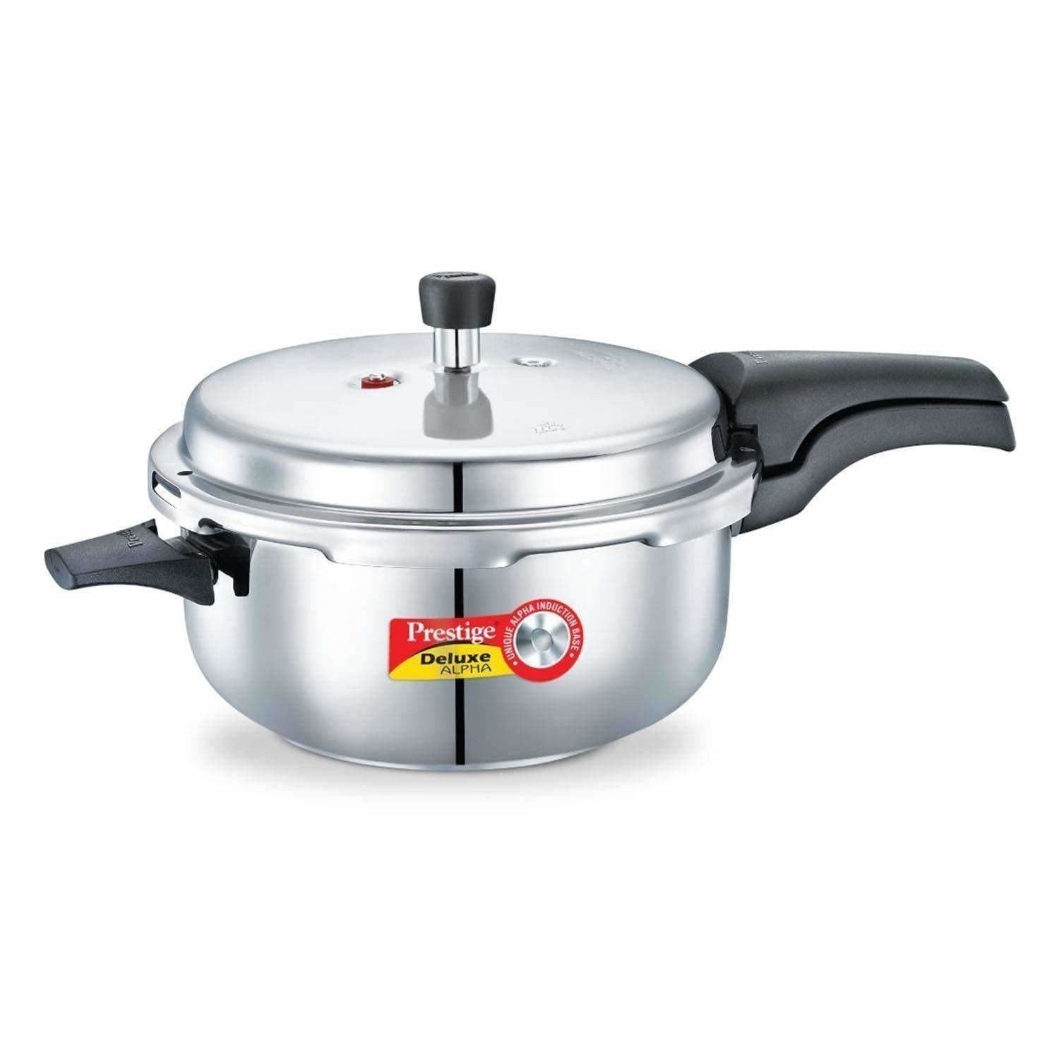 Prestige Deluxe Alpha Stainless Steel Deep Pan Pressure Cooker, 5 Litres, Silver - Distacart