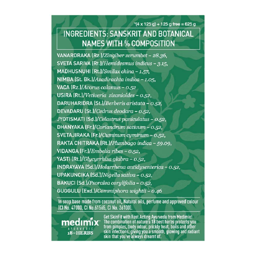 Medimix Ayurvedic Classic 18 Herbs Soap, 125 g (4 + 1 Offer Pack)