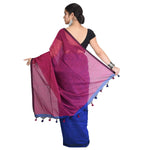 Thumbnail for Desh Bidesh Bengal Cotton Tant Women's Bengal Half Half Ghicha Handloom Cotton Silk Saree With Blouse Piece - Distacart