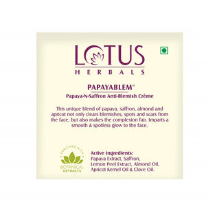 Lotus Herbals Papayablem Papaya-N-Saffron Anti-Blemish Creme