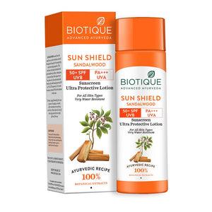 Biotique Advanced Ayurveda Sun Shield sandalwood 50+SPF UVB Sunscreen - Distacart
