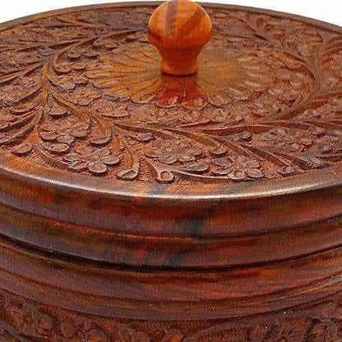 Handcrafted Wooden Box Pot Serving Bowl with Lid - Distacart