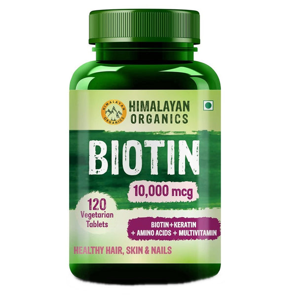 Himalayan Organics Biotin 10000 Mcg with Keratin, Amino Acids & Multivitamin 120 Tablets