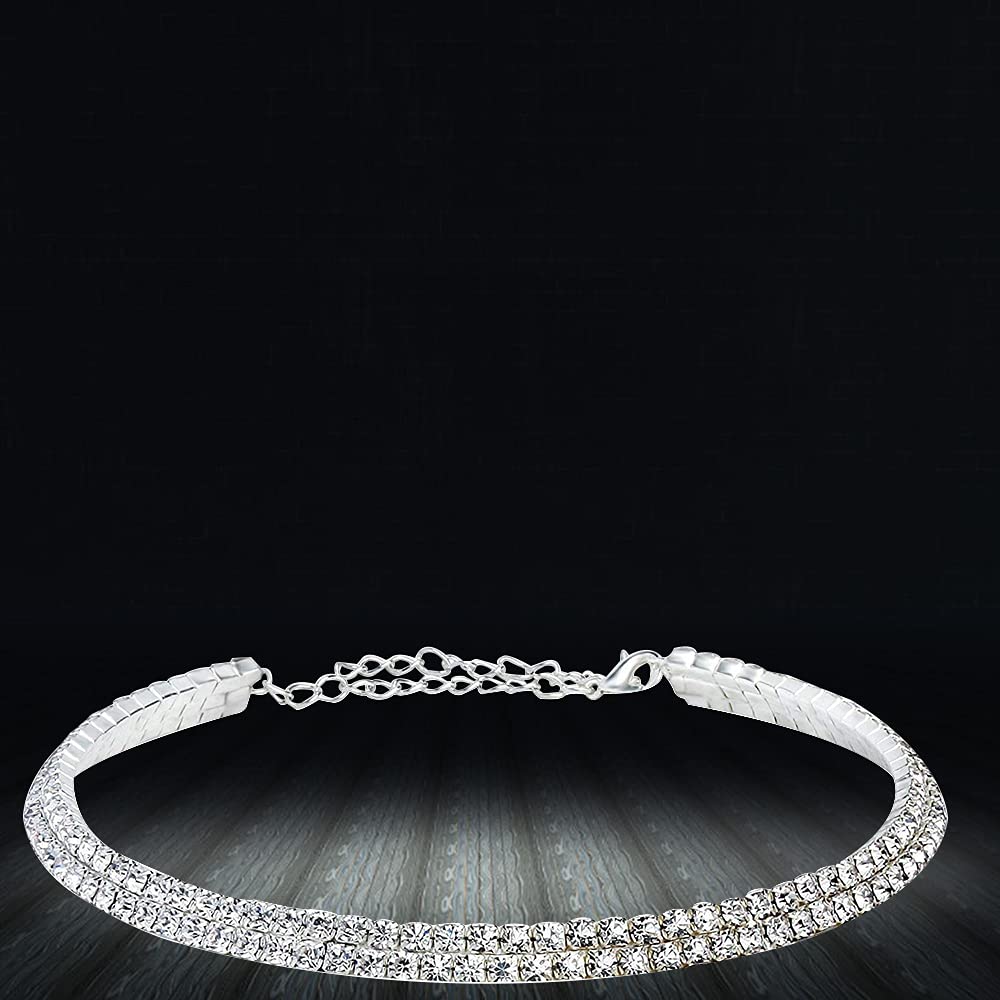 Silver-Toned Alloy Double Line Silver Choker Necklace - The Pari - Distacart