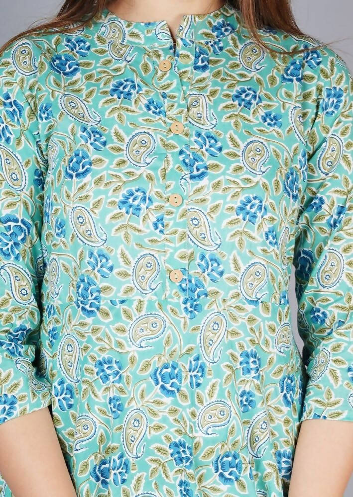 Vamika Cotton Sky Blue Party Wear Kurti