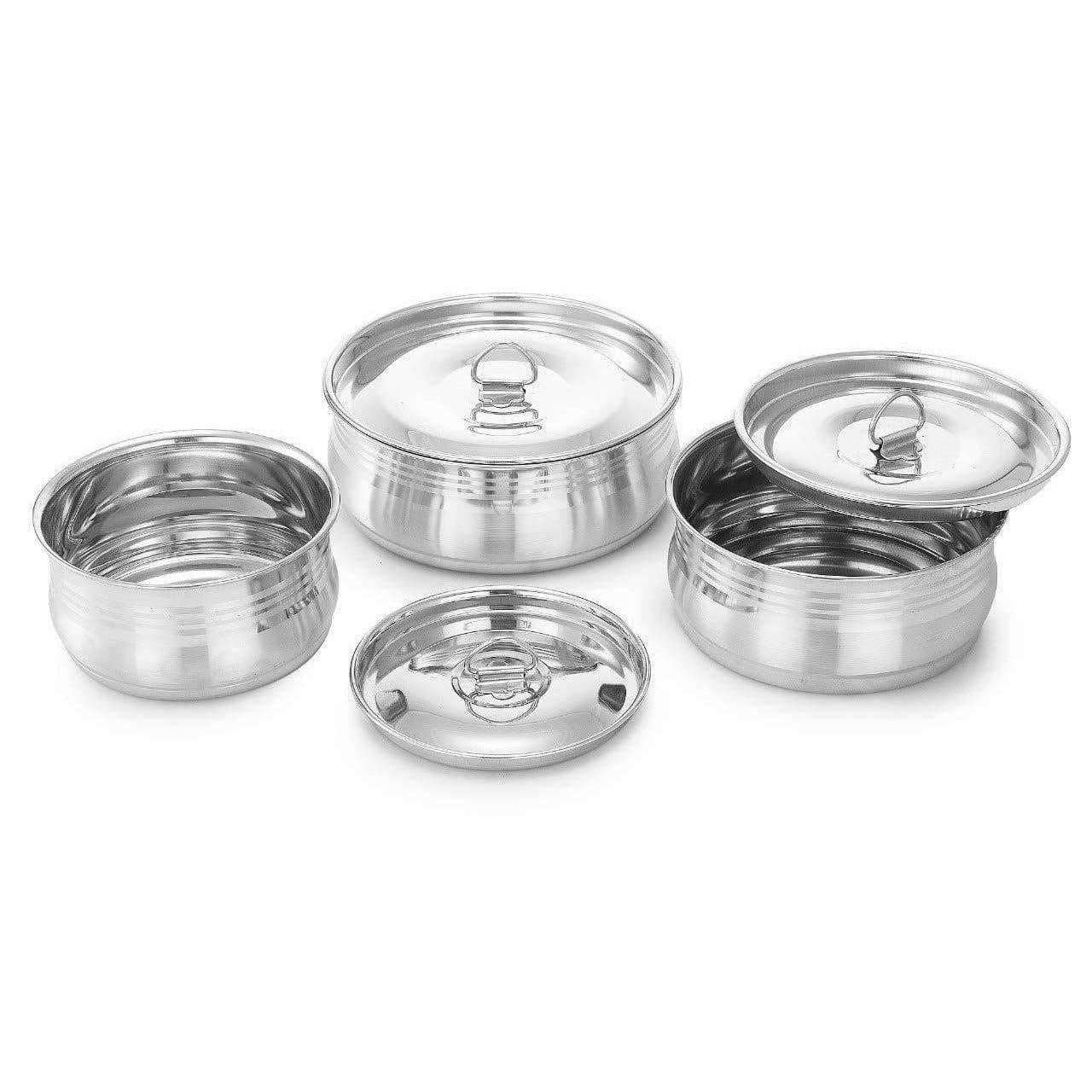 Stainless Steel Cooking & Serving Dish Pot Set of 3 - Distacart