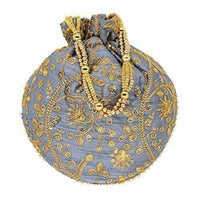 Thumbnail for Ethnic Clutch Silk Potli Batwa Pouch Bag with Metal Bead work Gift For Women - Distacart