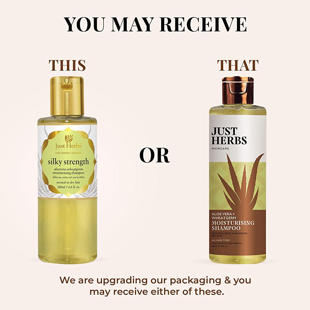 Just Herbs Silky Strength Aloevera-Wheatgerm Moisturising Shampoo - Distacart
