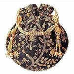 Thumbnail for Ethnic Clutch Silk Potli Batwa Pouch Bag with Metal Bead work Gift For Women - Distacart