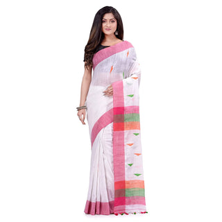 Desh Bidesh Women's Traditional Bengali Tant Handloom Cotton Saree Prism Designed With Blouse Piece - Distacart