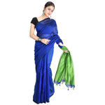 Thumbnail for Desh Bidesh Bengal Cotton Tant Women's Bengal Half Half Ghicha Handloom Cotton Silk Saree With Blouse Piece - Distacart