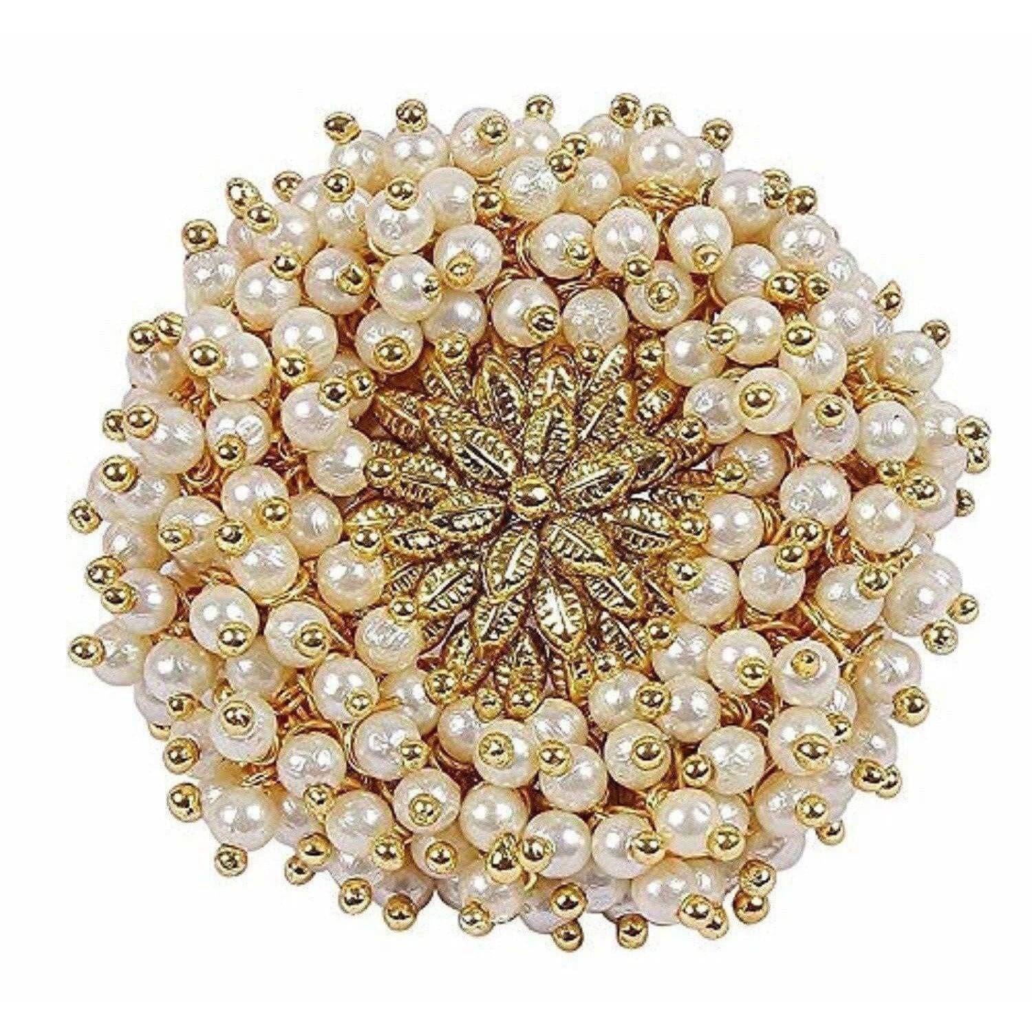 Gold Plated Pearl Beads Polki Ring - Distacart