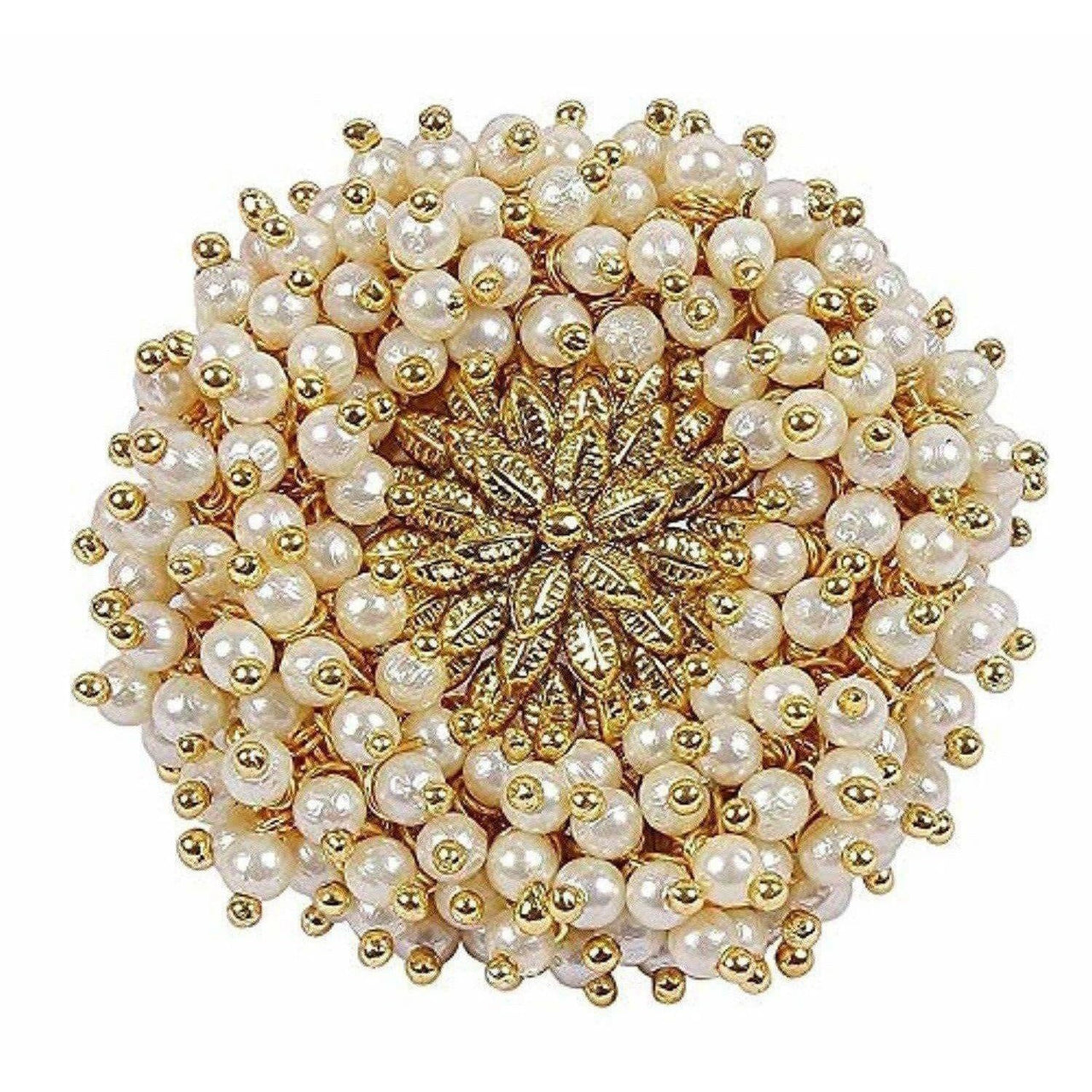 Gold Plated Pearl Beads Polki Ring - Distacart