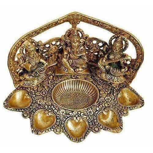 Laxmi Ganesh Saraswati Idol Oil Lamp Diya - Distacart