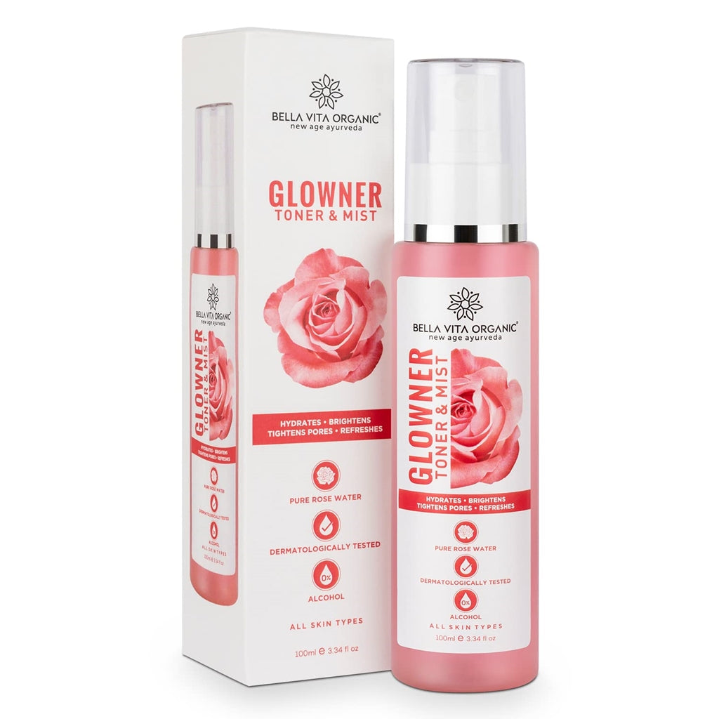 Bella Vita Organic New Age Ayurveda Glowner Rose Water Face Toner & Mist - Distacart