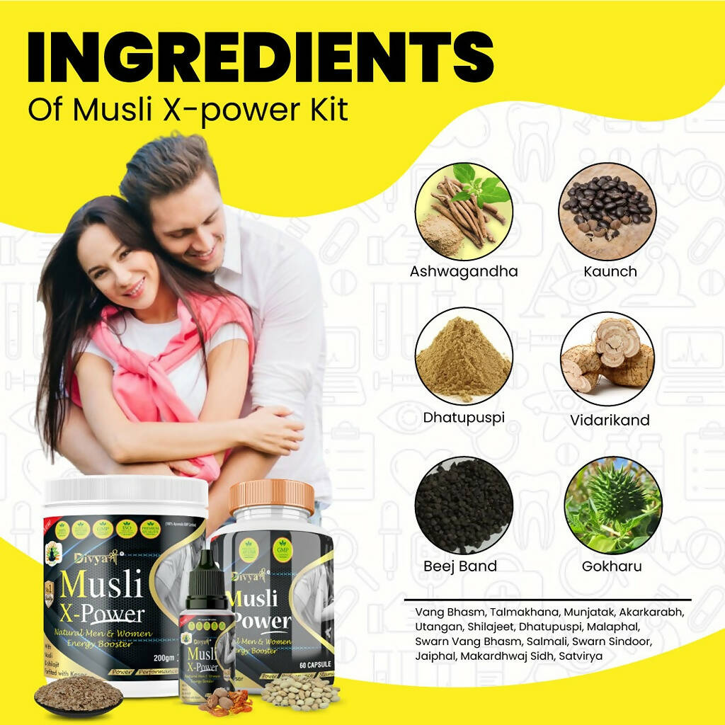 Divya Shree Musli X-Power Cap, Oil and Prash Combo - Distacart